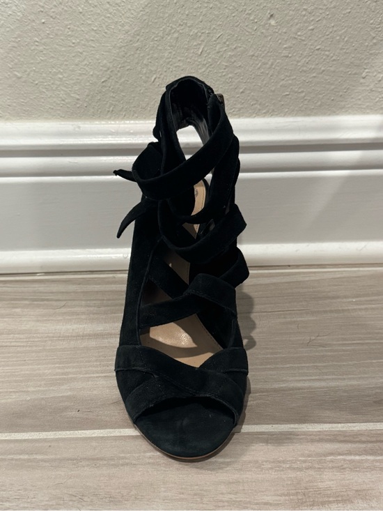 Vince Camuto Shoes - Vince Camuto Black Suede Strappy Wrap Heels